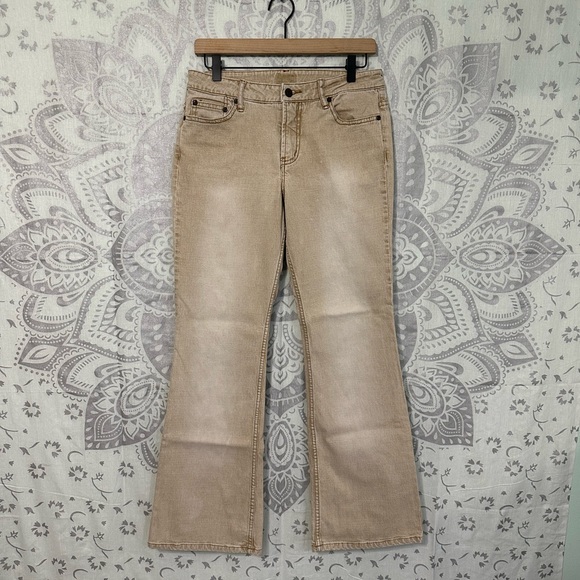 Y2K $78 Mossimo Flare Wide Leg Tan / White Jeans Pants Juniors 9 29 - Picture 1 of 11